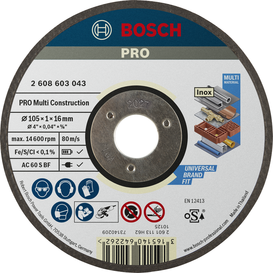 Bosch PRO Multi Material Cutting Disc 105 x 1 x 16 mm.