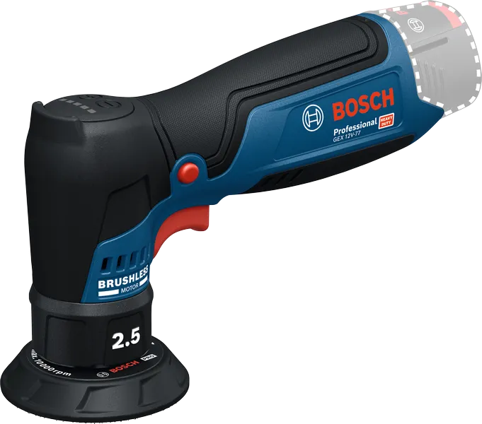 Bosch GEX 12V-77 random orbit sander with brushless motor.
