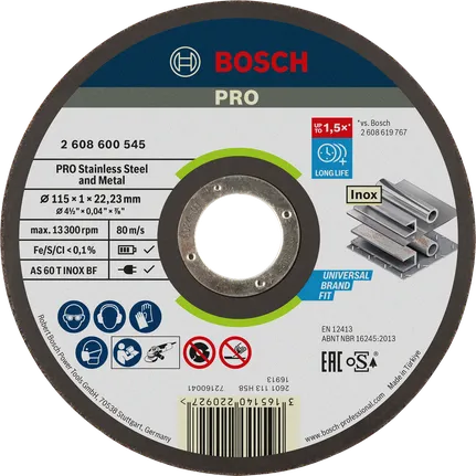 Bosch PRO Stainless Steel and Metal cutting disc, 115 mm.