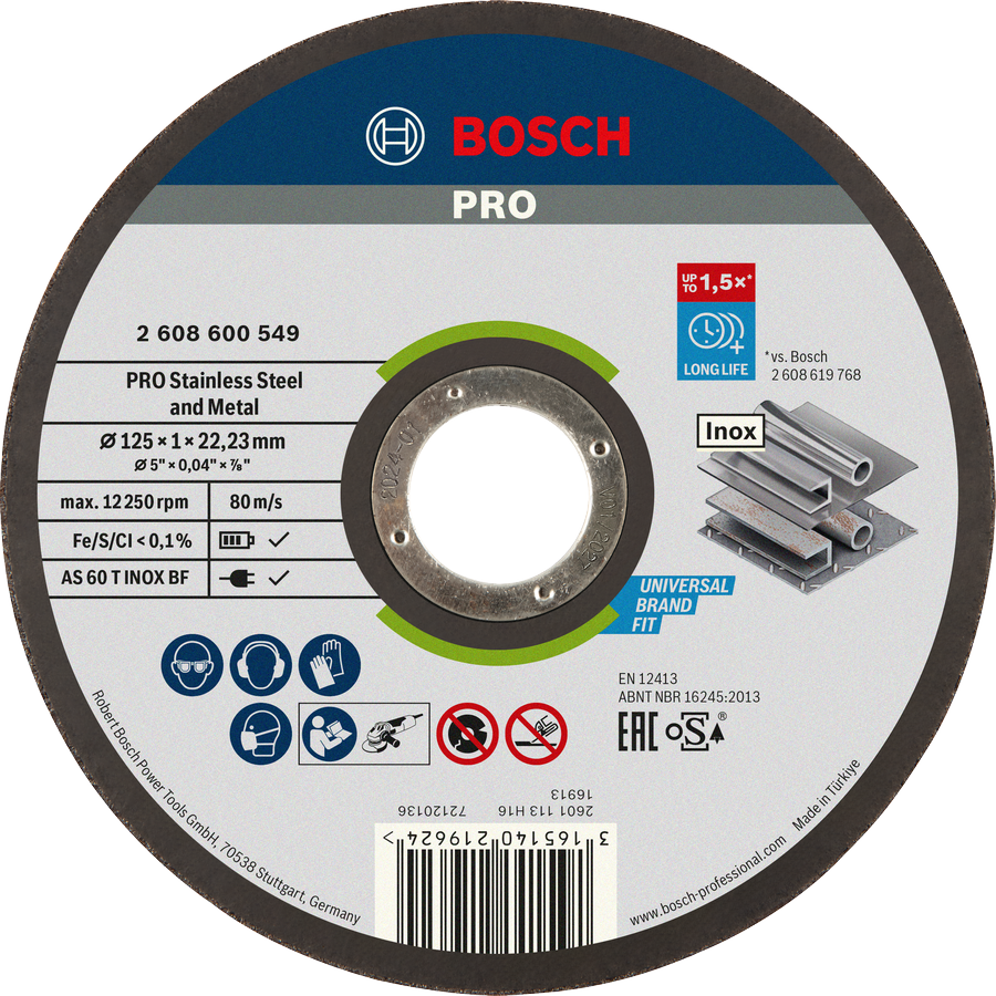 Bosch PRO stainless steel and metal cutting disc 125 mm.