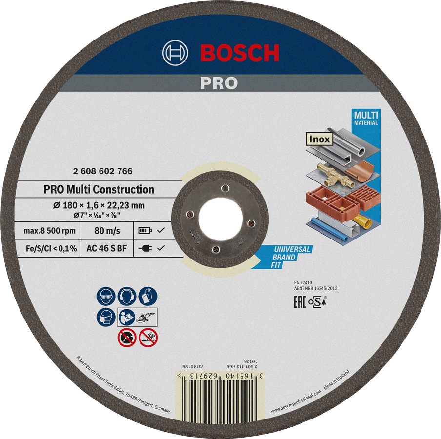 Bosch PRO Multi Material Cutting Disc 180 mm for universal use.