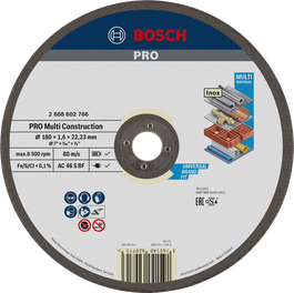 Bosch PRO Multi Material Cutting Disc 180 mm for universal use.