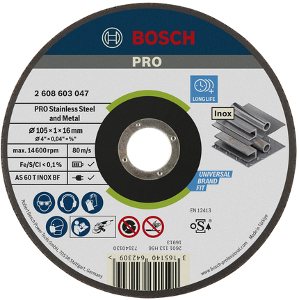 Bosch PRO Stainless Steel and Metal Cutting Disc 105 mm.