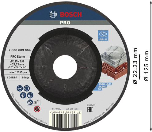Bosch PRO Stone Grinding Disc 125 mm for stonework.
