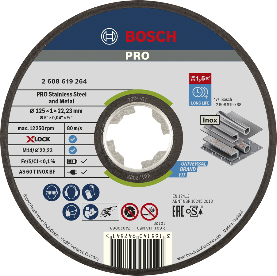 Bosch PRO stainless steel and metal X-Lock cutting disc 125mm.