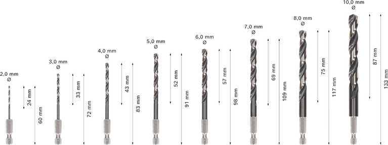 PRO Metal HSS-G Impact Twist Drill Bit Set, 8 pcs Bosch PRO Metal HSS-G Impact Twist Drill Bit Set, 8 sizes.