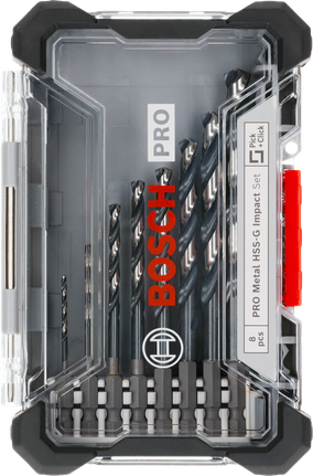 PRO Metal HSS-G Impact Twist Drill Bit Set, 8 pcs Bosch PRO Metal HSS-G Impact Twist Drill Bit Set 8 pcs.