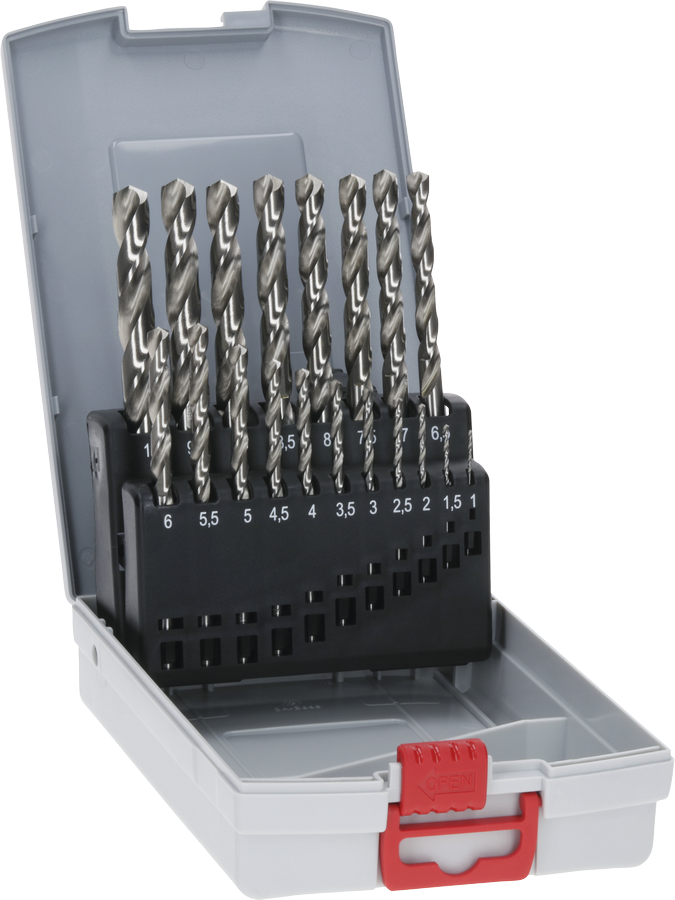 Bosch PRO Metal HSS-G Twist Drill Bit Set, 19 pieces.