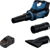 Bosch cordless blower GBL 18V-800 with accessories.