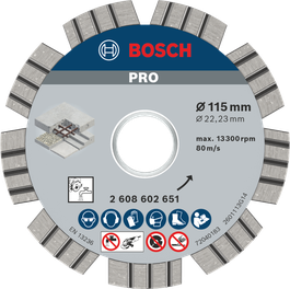 Bosch PRO Concrete Diamond Disc 115mm for cutting concrete.