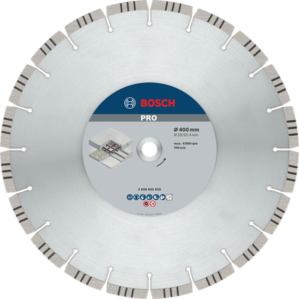 Bosch PRO Concrete Diamond Disc 400 mm for cutting concrete.