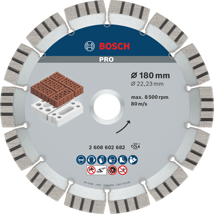 Bosch PRO Abrasive Diamond Disc 180 mm for cutting brick.