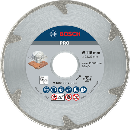 PRO Marble Diamond Disc, 115 x 22.23 mm Bosch PRO Marble Diamond Disc 115 mm for precise cutting.