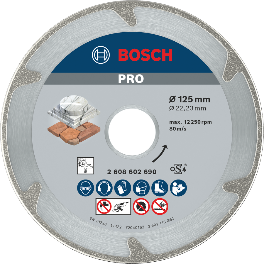 Bosch PRO Marble Diamond Disc 125 mm for cutting stone.