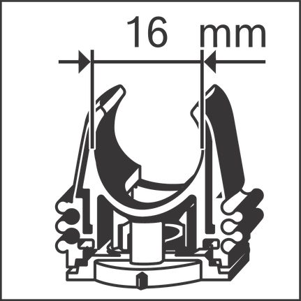 Conduit clip 16 mm.