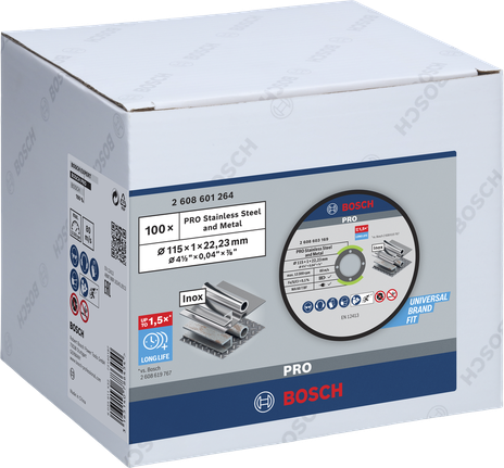 Bosch PRO 115×1×22.23 mm cutting disc box.