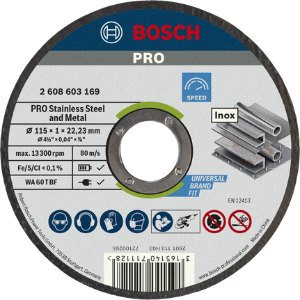 Bosch PRO stainless steel and metal cutting disc 115 mm.