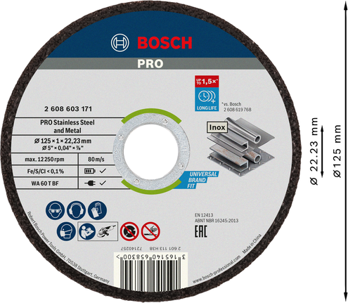 Bosch PRO stainless steel and metal cutting disc 125 mm.