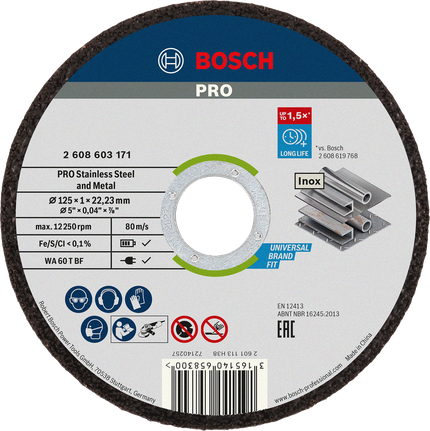 Bosch PRO stainless steel and metal cutting disc 125 mm.