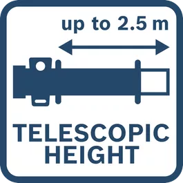 Telescopic height for extended reach at various heights.