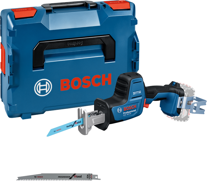 Bosch GSA 18V-24 cordless reciprocating saw with case.