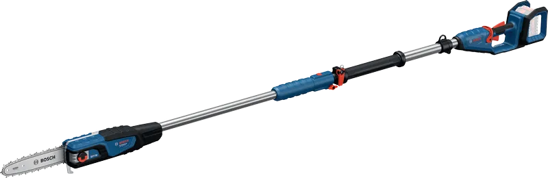 Bosch GKE 18V-25 TP cordless pole saw with extendable handle.