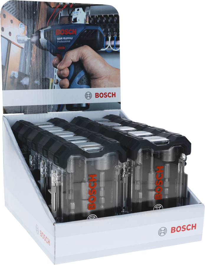 Bosch 6-piece nutsetter set 6–13 mm in display box.