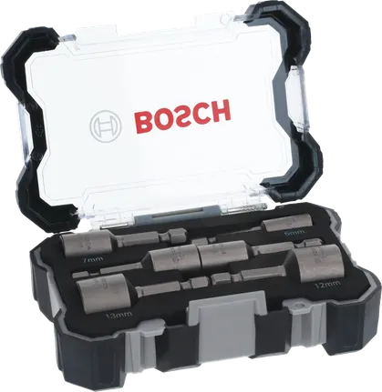 Bosch 6-piece nutsetter set 6-13 mm in storage case.