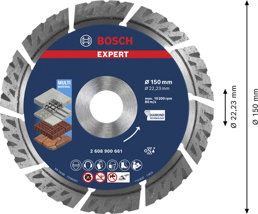 Bosch EXPERT Multi Material Diamond Cutting Disc 150mm.