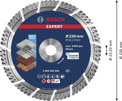 Bosch EXPERT Multi Material Diamond Cutting Disc 230 mm.