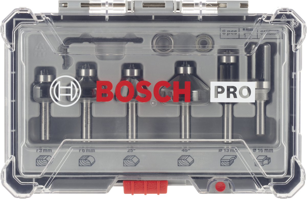 PRO Router Bit Trim and Edging Set, 6 pcs - Bosch Professional