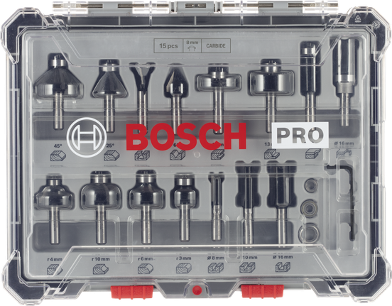 Bosch PRO router bit set 15 pcs.
