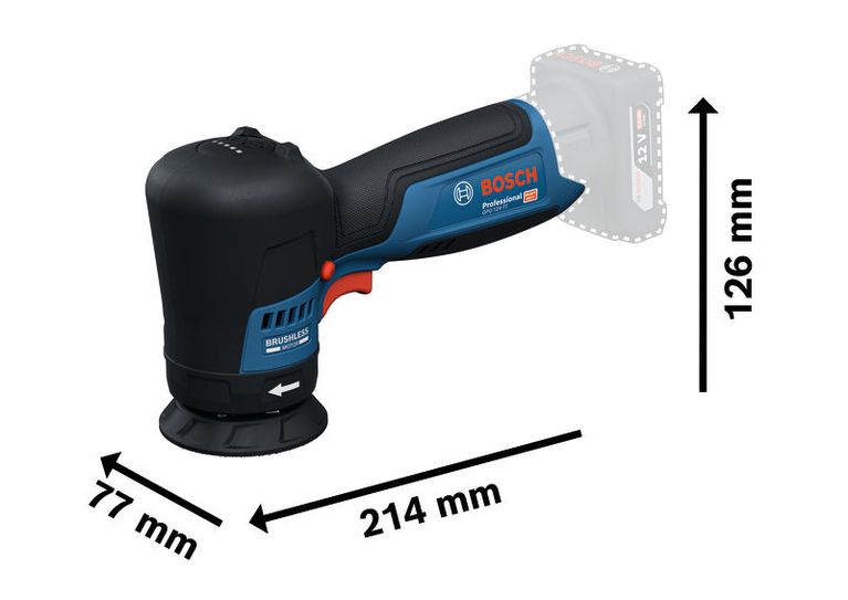 GPO 12V-77 Bosch GPO 12V-77 polisher with compact brushless design.
