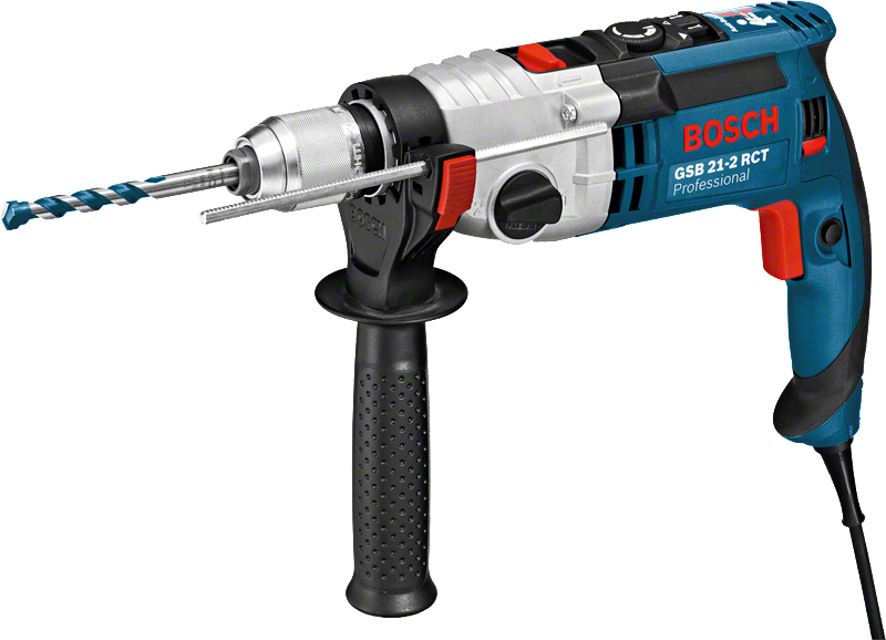 Bosch GSB 21-2 RCT impact drill with side handle.