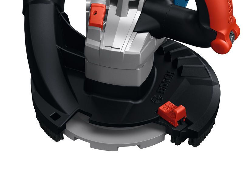Bosch GBR 18V-15 S concrete grinder with dust guard.