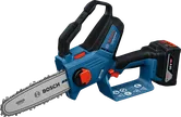 Bosch cordless GKE 18V-20 chainsaw with 18V battery.