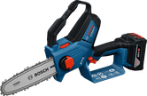 Bosch cordless GKE 18V-20 chainsaw with 18V battery.
