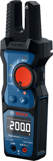 Bosch GFM 1000-15 fork meter for electrical measurement.