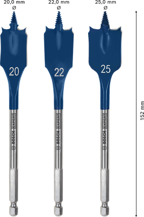 Bosch EXPERT Self Cut Speed Spade Drill Bit Set 20 22 25 mm.