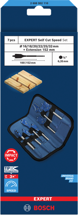 Bosch EXPERT Self Cut Speed spade drill bit set 16–32 mm 7 pcs.