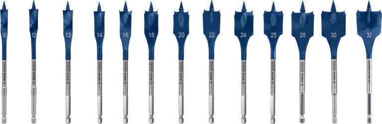 Bosch EXPERT Self Cut Speed Spade Drill Bit Set, 13 pieces.