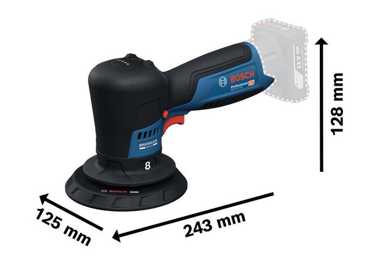 GPX 12V-125 Bosch GPX 12V-125 polisher with brushless motor.