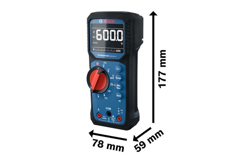 Bosch GDM 600-15 digital multimeter with large display.