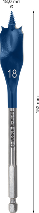 Bosch EXPERT Self Cut Speed Spade Drill Bit 18mm.