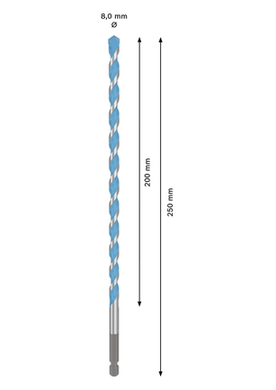 Bosch EXPERT HEX-9 Multi Construction Drill Bit 8 x 200 x 250 mm.