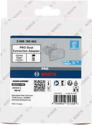 Bosch PRO dust extraction adapter packaging.