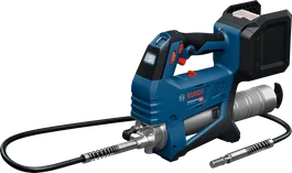 Bosch GFP 18V-10 cordless grease gun with hose attached.