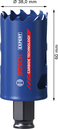 Bosch EXPERT Multi Material 38 mm carbide hole saw.