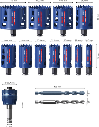Bosch EXPERT Multi Material Power Change Plus Hole Saw Set, 14 pcs.