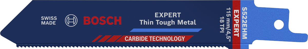 Bosch EXPERT Thin Tough Metal S 522 EHM reciprocating saw blade.